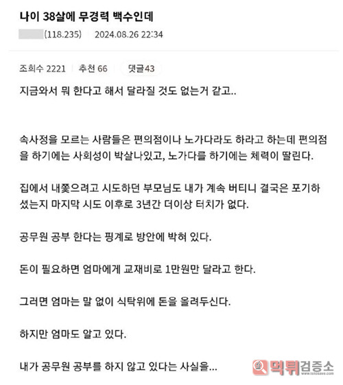 무직 백수의 삶 무직 백수의 삶